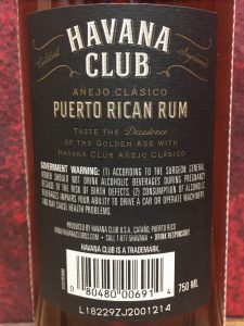Havana Club Anejo Clasico Puerto Rican Rum Bacardi 2016