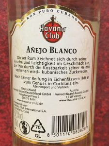 Havana Club blanco 2015 (Österreich)