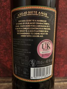 Havana Club Añejo 7 Anos UK 2022